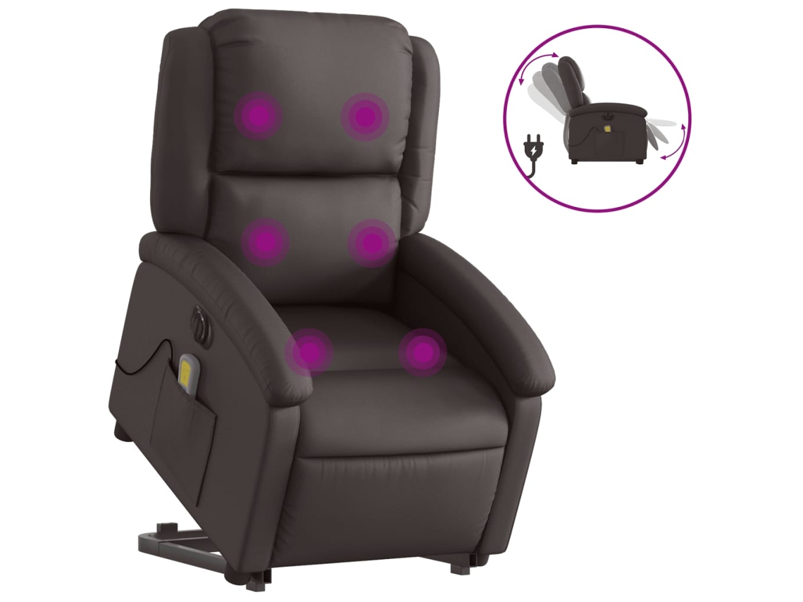Electric Stand Up Massage Recliner Chair, Electric Stand Up Massage Recliner Chairs Vidaxl Marrom Couro
