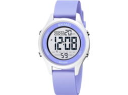 Lurelia Relógio Mecânico Feminino, Automático, Visor Digital, Alarme, Data/calendário, 12/24h, Luminoso, Duplo Fuso/mostrador, Pele, Silicone, Rosa