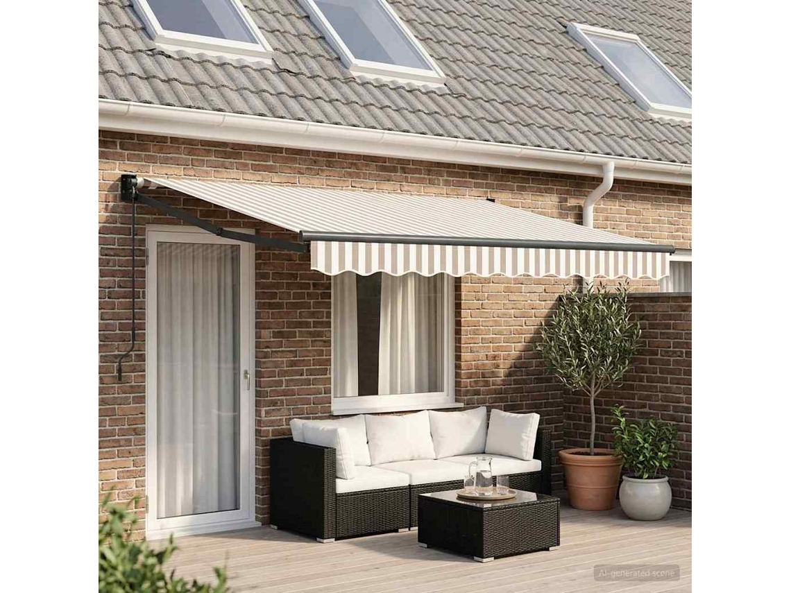 Vidaxl Toldo Retrátil Cinza Claro E Branco 4 × 3 M