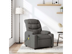 Vidaxl Poltrona De Massagens Reclinável Tecido Cinzento-escuro