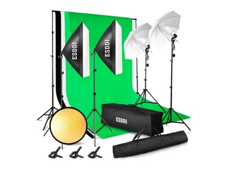 Kit de Iluminação de Estúdio ESDDI Foto e Vídeo Fundos Luzes Estrutura e Caixa Luz