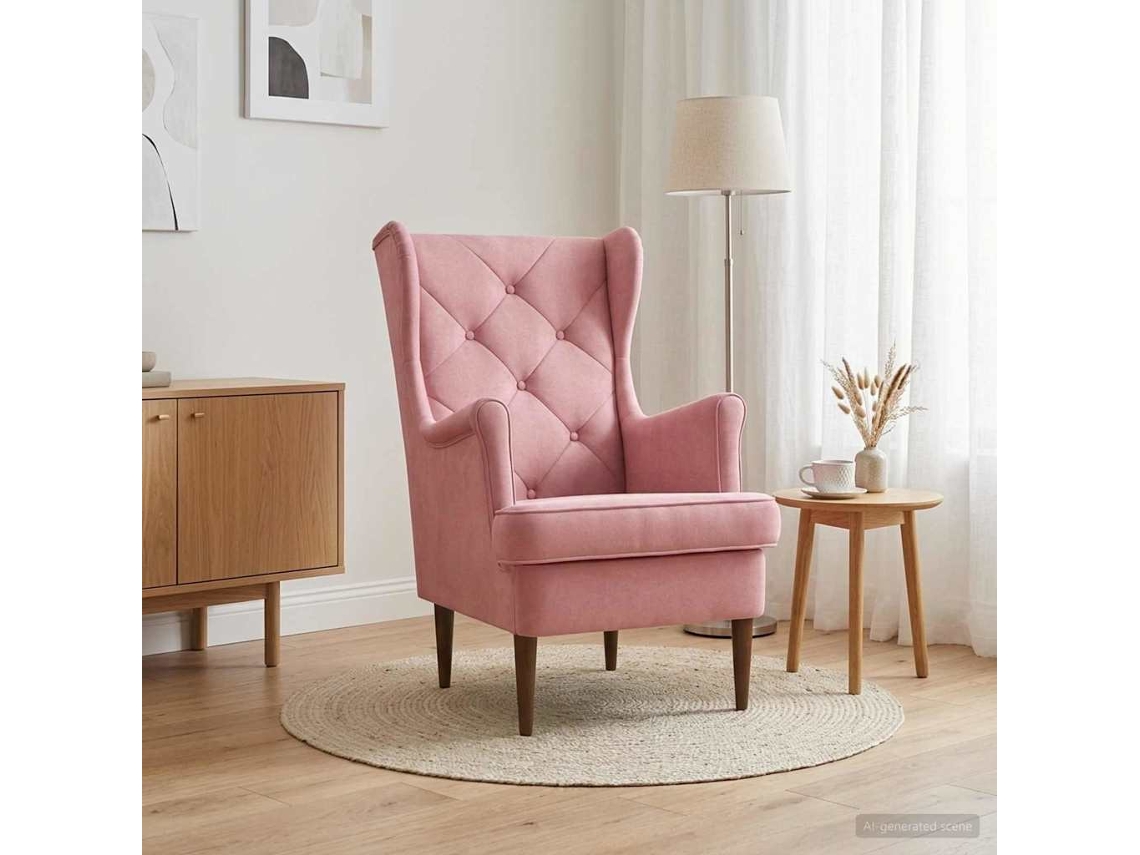 Vidaxl Poltrona Rosa Veludo