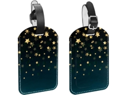 Conjunto De 2 Etiquetas Bagagem Em Couro Sintético Com Estampa Céu Noturno E Estrelas Douradas