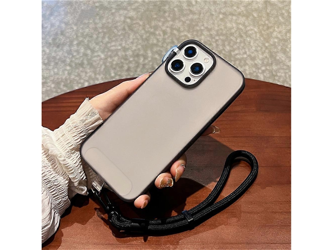 Capa Tkdaddy Para Iphone 15 Pro Em Silicone Líquido Transparente Com Alça De Pulso Cinza
