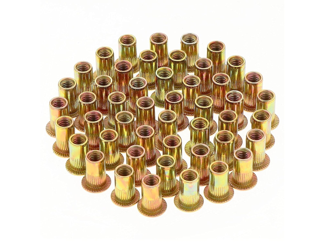 Kit De Porcas Rebites Resistentes À Corrosão M5, Insertos Roscados De Aço Carbono Zincado Com Cabeça Plana E Rosca Profunda Para Fixação Confiável, So