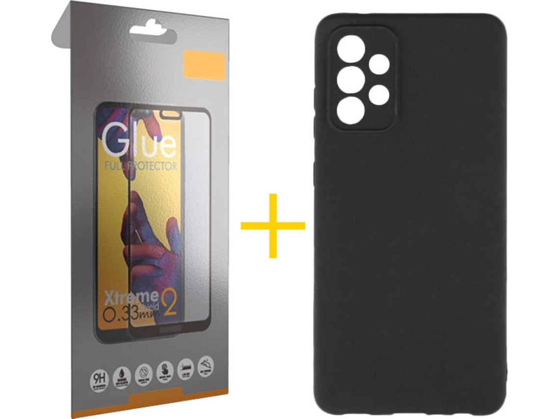 Kit Capa e Película Samsung Galaxy A52 5G SKYHE Full Silicone Líquido (Preto)