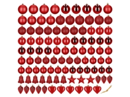 Enfeites De Árvore De Natal, Conjunto De 100 Decorações, Inquebráveis, Vermelhos