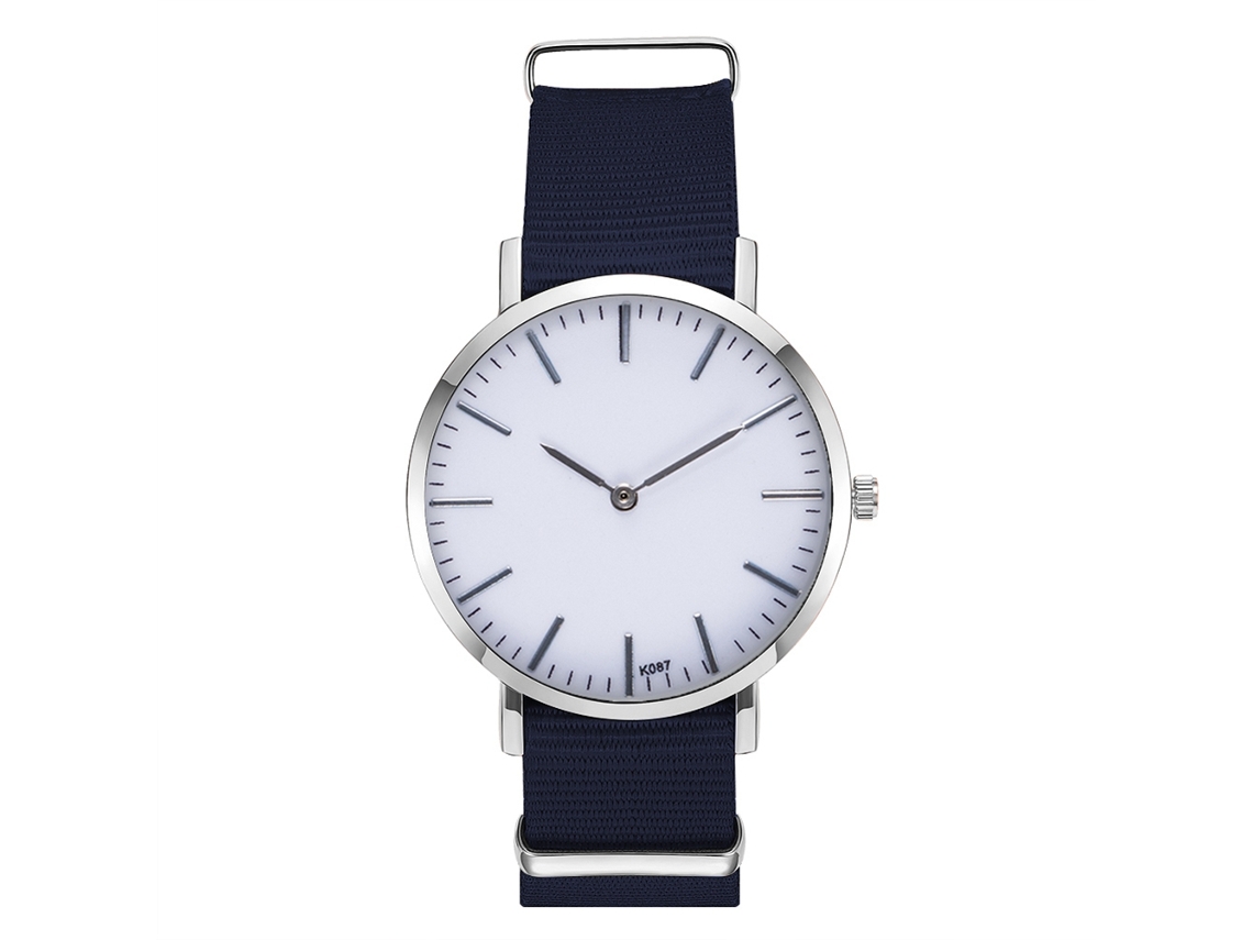 Relógio de pulso masculino casual com pulseira de nylon e movimento de quartzo (azul royal)