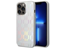 Estojo Monograma Iridescente para iPhone 14 Pro KARL LAGERFELD Rígida Prateado