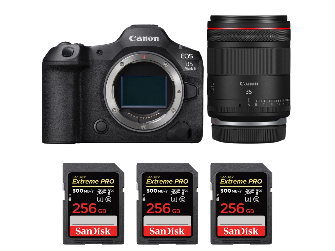 Eos R5 Mark Ii + Rf 35mm F/1.4 L Vcm + 3 Sandisk 256gb Uhs ii 300mb/s + Ebook “20 Dicas para Fotos Que Impressionam” CANON