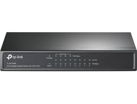 TP-LINK TL-SG1008P Gigabit Ethernet (10-100-1000) Power over Ethernet (PoE) Cinzento
