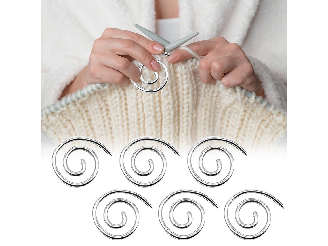 Mali agulha de Tricô em Espiral Aço Inoxidável para Cable Xale Cachecol Cardigã 4cm Prata/dourado 3/6un
