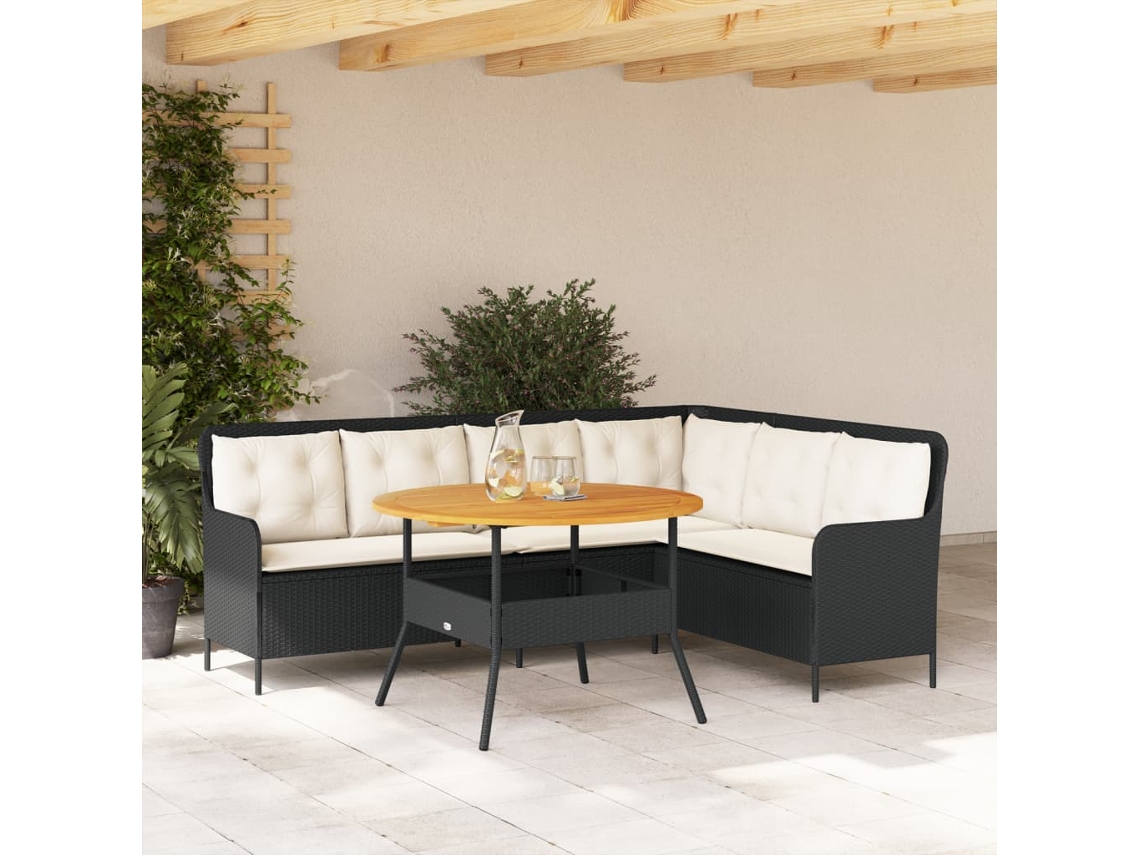 Vidaxl 2 Pcs Conjunto Sofás De Jardim Com Almofadões Vime Pe Preto