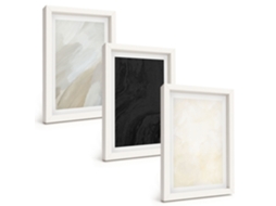Composição De Quadros Estruturas, Tons, Minimalismo Moldura Branca Quadros Para A Sala De Estar Espelharte (3 Peças 20x30 Cm)