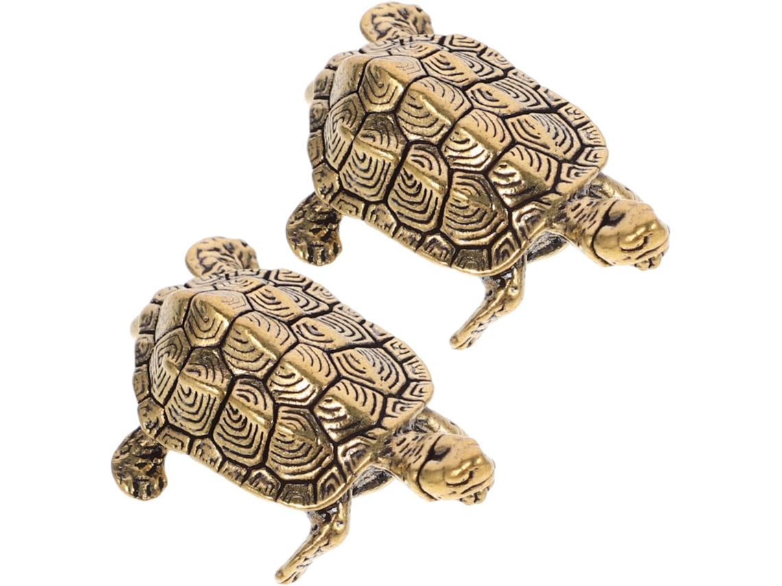 De 2 Estátuas De Tartaruga Em Latão Dourado Para Feng Shui, Escultura Vintage Em Cobre Que Representa Longevidade, Gokoco