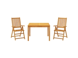 Conjunto 3 de Jantar para Jardim VIDAXL Madeira de Acácia Maciça