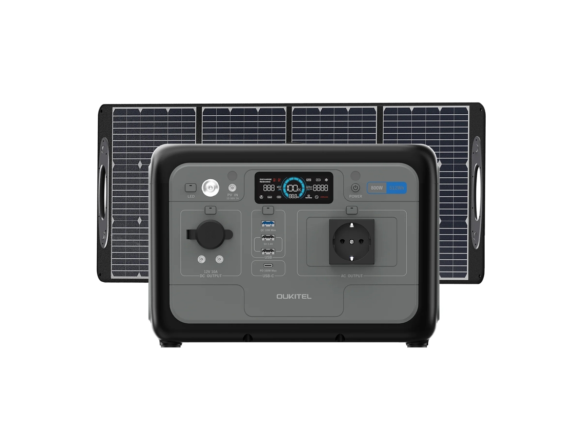 Estação De Energia Portátil Oukitel P800e 800w (pico 1600w) Com Painel Solar 100w Gerador Alimentado Por Energia Solar 512wh Com Bateria Lifepo4