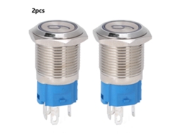 2 Botões De Push 16mm Cabeça Plana Auto-resetável Com Luz '6' '9' 220vac Branco