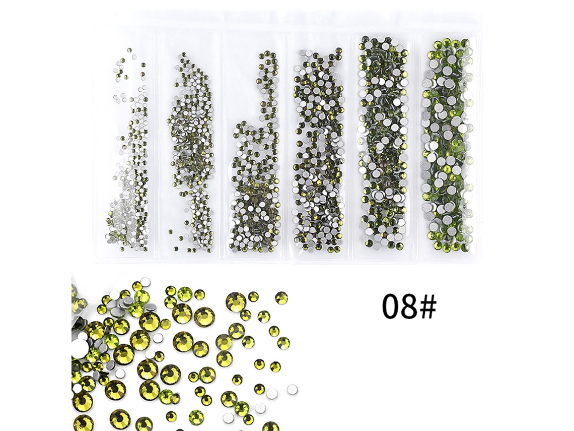 6 Gradeados Strass Coloridos Para Artesanato De Unhas Decoração Diy Ferramentas De Manicure (08)