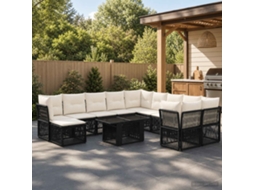 Vidaxl Conjunto De Sofá De Jardim 12 Unid. Preto Vime Pe