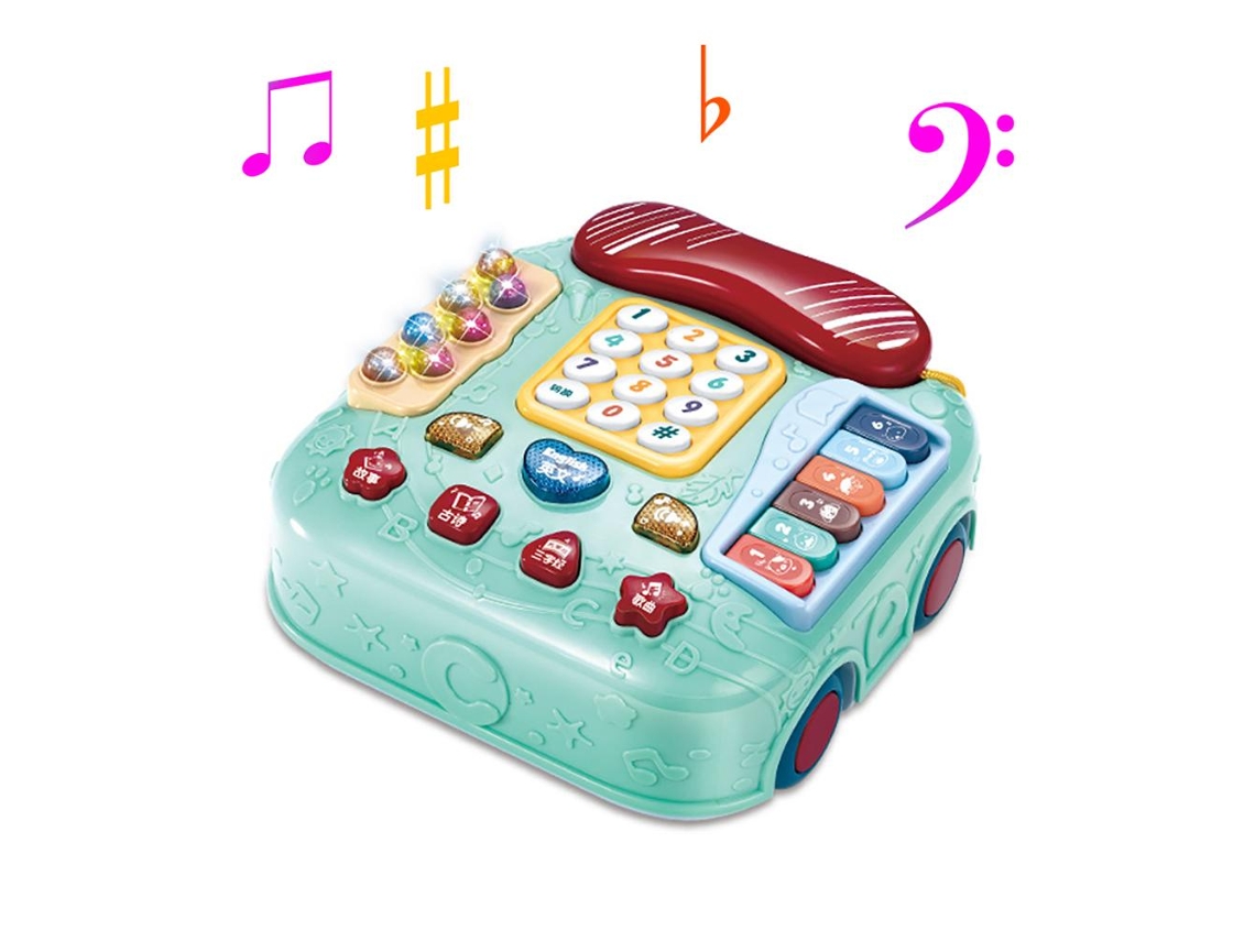 Ats brinquedo Telefone Musical para Bebês 5 em 1 Carrinho de Arrastar Brinquedo Telefone com Música para Natsal Ano Novo