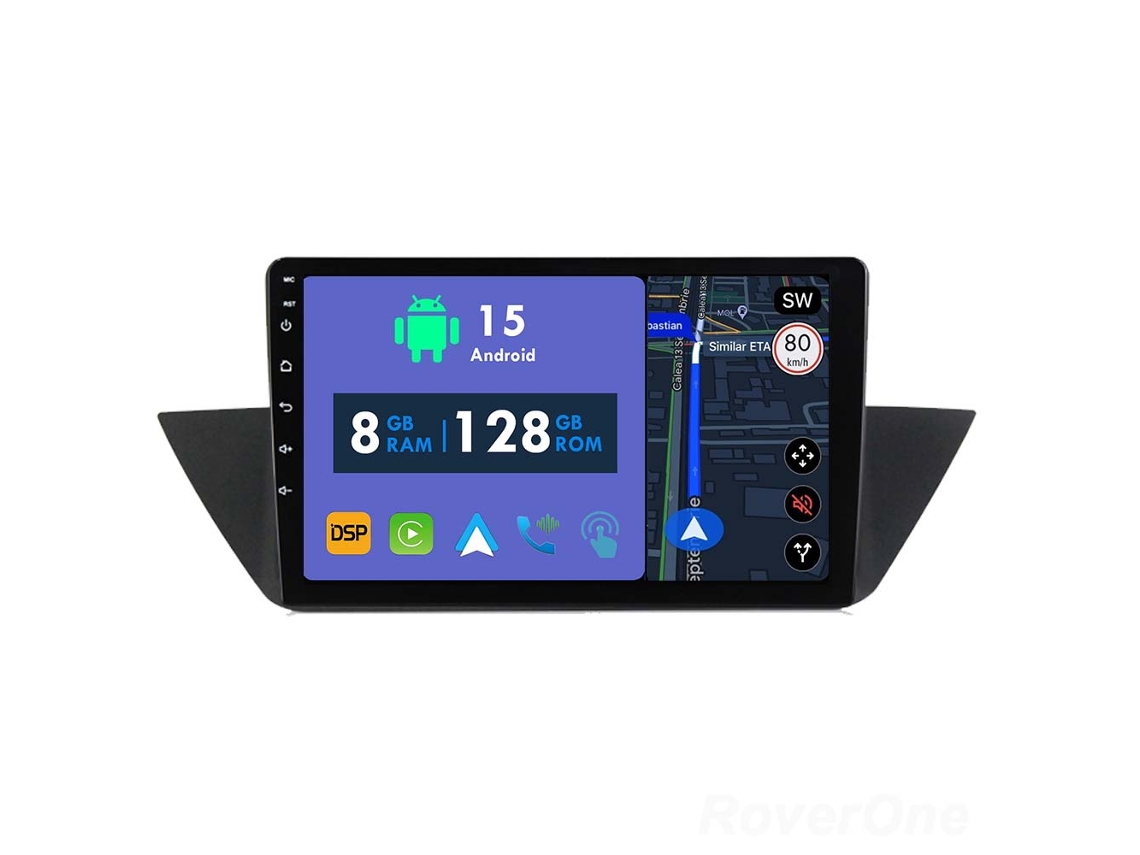 Auto Rádio Carro Bluetooth Autoradio 8GB RAM 128G ROM CarPlay Navegação GPS Ecrã Táctil RoverOne para BMW X1 E84 2009-2012  