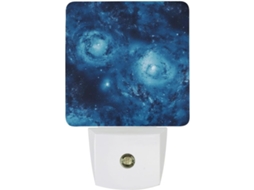 Luminária de parede LED noturna, desconexão automática, sensor crepuscular, universo, espaço azul, galáxia, luz