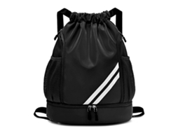 Mochila Prática Com Cordão Para Atividades Ao Ar Livre, Bolsa De Armazenamento Com Corda Grossa Para Treino De Basquete, Cor Preta.