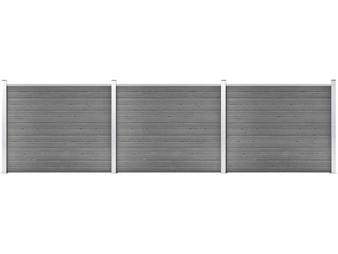 vidaXL Conjunto painel de cerca 526x146 cm WPC cinzento