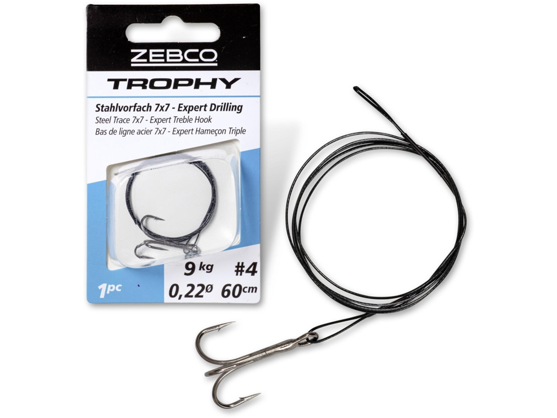 Cabo de Aço com Anzol Triplo ZEBCO Trophy Trace 7X7 Expert 50 cm / 6 kg