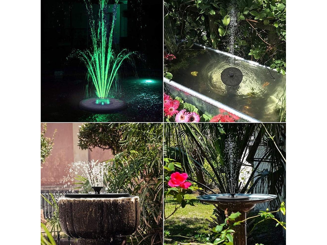 Bomba De Fonte Solar Com Led Flutuante E 6 Estilos Diferentes.