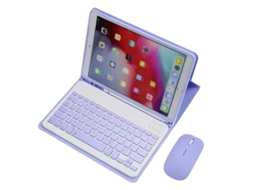 Capa De Teclado Bluetooth Fwinl Para Apple Ipad Pro 11 20/21/22/23 Teclado E Rato Bluetooth Português Lilás Claro