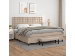 Vidaxl Cama Com Molas/colchão 200x200 Cm Couro Artificial Cappuccino