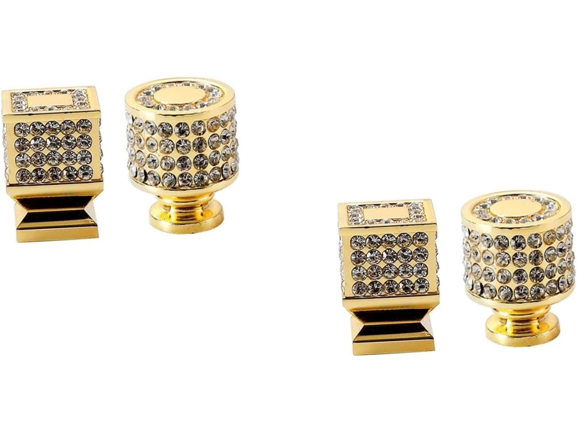 Conjunto De 4 Puxadores Delicados Em Liga De Zinco Dourada Com Formato De Diamante Para Gavetas E Portas.