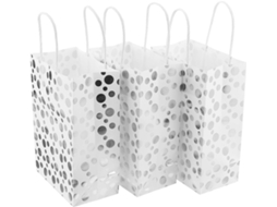Pacote Com 10 Unidades De Lembrancinhas Reutilizáveis Em Papel Kraft Prateado.