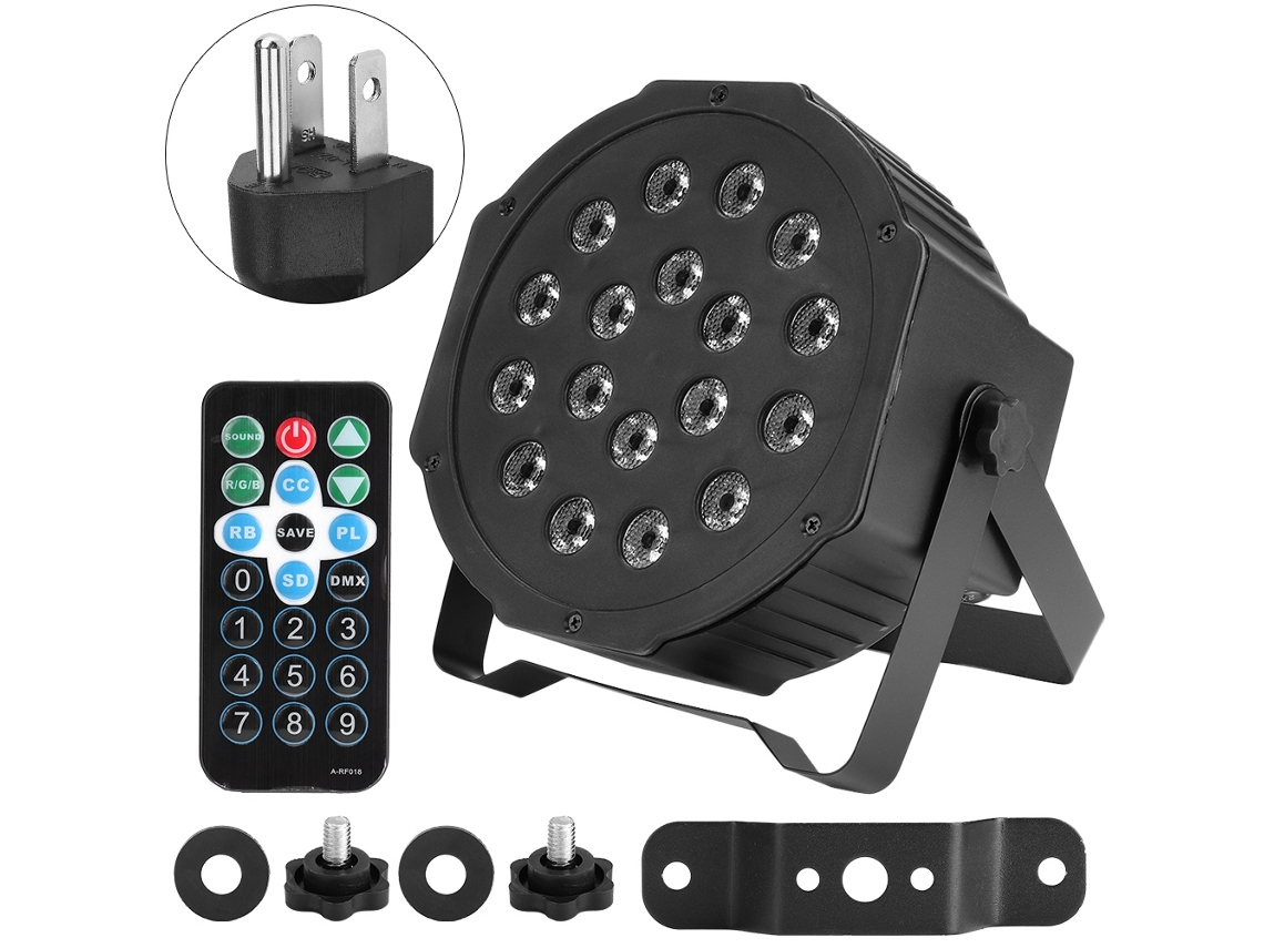 Luz de Palco Led Rgb 18w 4pcs 7 Canais Controle Remoto