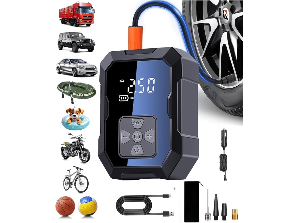 Inflador De Pneus Portátil Com Visor Digital, Para Automóveis, Bicicletas E Bolas De Basquetebol