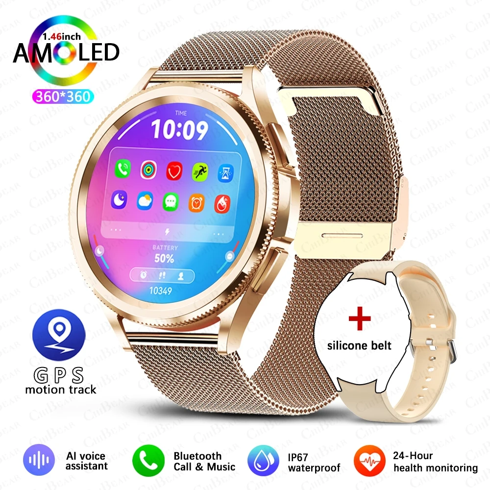 (jinwang) Smartwatch Hd De 1,43 Polegadas, Assistente De Voz, À Prova D'água, Chamadas Bluetooth