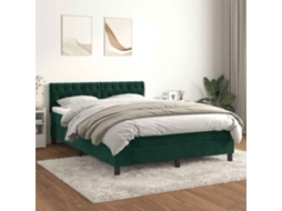 Vidaxl Cama Com Molas/colchão 140x190 Cm Veludo Verde-escuro