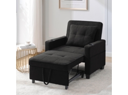 Sofá-cama De 1 Lugar - 3 Em 1, Com Porta-copos E Porta Usb, Sofá Reclinável E Poltrona - Preto
