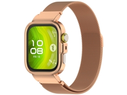 Bracelete Para Huawei Watch Fit 4 - Aço Inoxidável - Estrutura Metálica Integrada - Estilo Milan Ouro Rosa