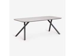 Sklum Mesa De Jardim Retangular 200x95 Cm Em Alumínio Brinela Pedra Sinterizada Cinza Grafito