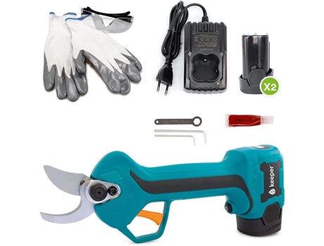 Tijera de Podar KEEPER Eléctrica Profesional Kp295. Tijeras de Podar Batería. 2 Baterías de Litio Recargable. Sin Cable. Indicador de Carga Y Corte.Ø2