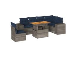 Conjunto de 7 Sofás para Jardim com Almofadões Vime Pe Cinzento MAISON EXCLUSIVE (7 pcs)