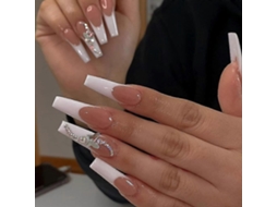Unhas Postiças Francesas, Unhas De Acrílico Com Adesivo Para Festa, Unhas Femininas Pontas, Sortimento De 24 Peças Olysi Shop