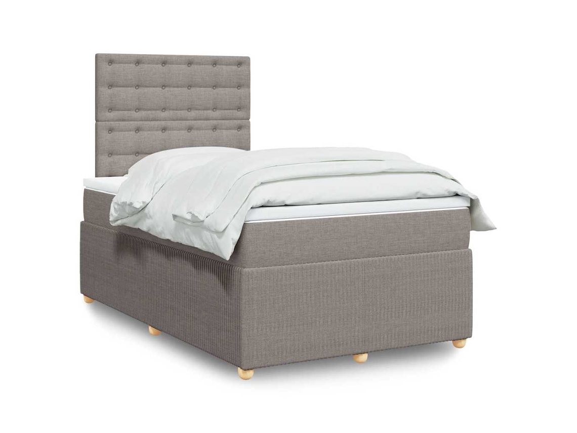 Vidaxl Cama Boxspring C/ Colchão 120x190cm Tecido Castanho-acinzentado