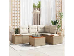 Vidaxl Conjunto De Sofá De Jardim 5 Unid. Bege Rattan Sintético