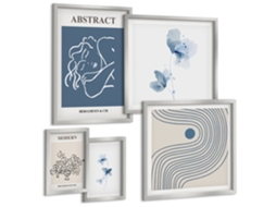 Conjunto De Pinturas Estilo Moderno Abstrato Florística Espelharte (5 Peças)