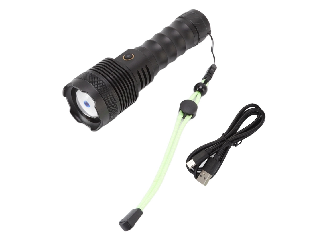 Lanterna Led Potente, Recarregável Via Usb, Super Brilhante com 3000 Lúmens, em Liga de Alumínio CHABERLU