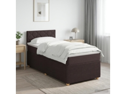 Vidaxl Cama Box Spring Com Colchão Marrom Escuro 90 X 190 Cm Tecido